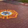 Running bond used brick stamped concrete Running bond used brick stamped concrete